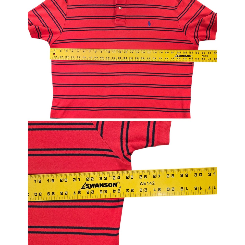 Polo Ralph Lauren Classic Preppy Striped Polo Shirt Mens XL Crimson Red Navy - Picture 8 of 9